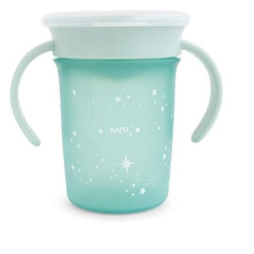 SARO 360° Anti-Spill Training Cup - Hunter Mint: Toddler Sippy Cup with Handles, Leak-Proof