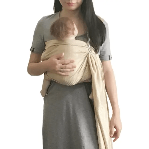 Baby Water Ring Sling Carrier | Lightweight Breathable Mesh Baby Wrap for Infant, Newborn, Kids and Toddlers | Perfect for Summer, Swimming, Pool, Beach | Great for Dad Too Champagne