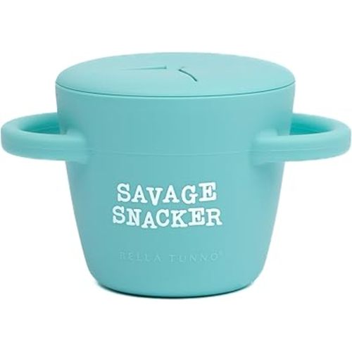 Bella Tunno Snack Cups for Toddlers, Silicone Spill Proof Food Container with Lid, Babies & Kids 6-12 Months, Savage Snacker