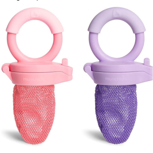 Munchkin Baby Feeder for Fresh Food and Fruit, 2 Pack, Coral/Purple