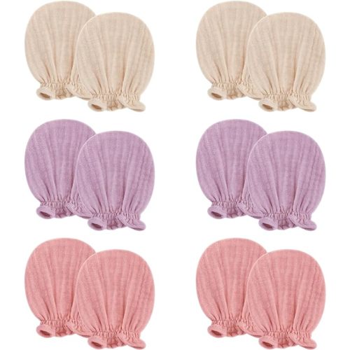 Pro Goleem Muslin Baby Mittens for Newborn, 100% Cotton No Scratch Soft Breathable Gloves for Boys and Girls 0-6 months