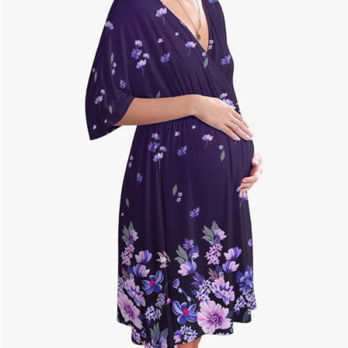 Ekouaer 3 in 1 Labor/Delivery/Hospital Gown Maternity Dress Nursing Nightgown Sleepwear for Breastfeeding