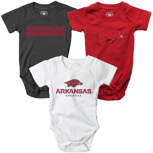 Wes and Willy Baby College Team 3 Pack of Cotton Rompers