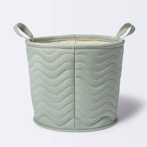 Quilted Fabric Large Round Storage Basket - Green - Cloud Island™