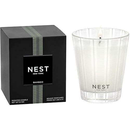 NEST ]Scented Classic Candle, Bamboo - 8.1 oz - Up to 60-Hour Burn Time - Reusable Glass Vessel