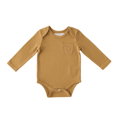 Garment Dye Long Sleeve One-Piece | Color: Caramel | Size: 6-12 months