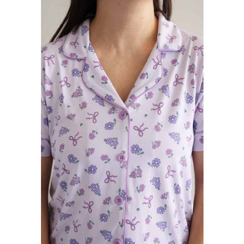 Women's Two Piece Flare Lounge Set | Ribbon & Roses Purple