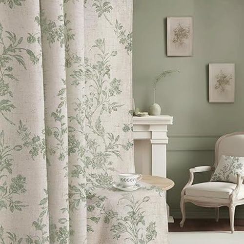 Floral Blackout Curtains Sage Green Printed Curtains Floral Blackout Curtains Farmhouse Boho Cottagecore Spring Curtains for Bedroom Modern Living Room
