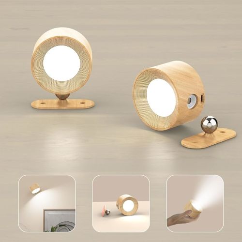 Koopala 2PACK LED Wall Lamps with Rechargeable Battery Operated, Wall Mounted Lights with 3 Brightness 3 Color Temp Removable Charging 360°Rotate Magnetic, Cordless Wall Sconces for Reading Bedside