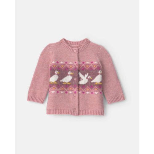 Baby Girl Duck Fair Isle Cardigan Sweater - Pink - OshKosh B'gosh | Carter's