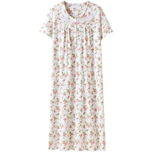 Keyocean Women Nightgowns, Soft 100% Cotton Short Sleeves Comfy Ladies Nightdress