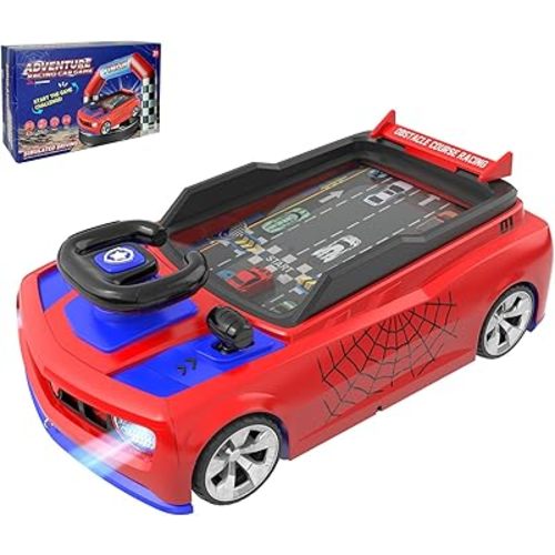 Musical Steering Wheel Racing Car Toy, Racing Adventure Car Steering Wheel for Toddler Kids, Toddler Simulated Driving Game Cars with Sound and Light, Xmas Birthday Gifts for Kids Ages 3+