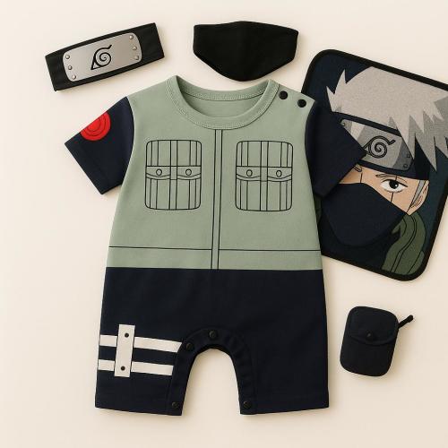 Anime Ninja Baby Onesie, Short Sleeve Romper, Cosplay Inspired Infant Outfit