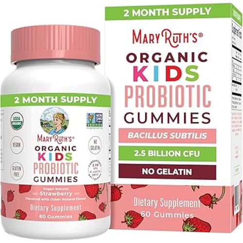 Kids Probiotics for Digestive Health | USDA Organic Probiotic Gummies | 2 Month Supply | Probiotics for Kids | Immune Support | Gut Health Supplement | Vegan | Non-GMO | Gluten Free | 60 Count