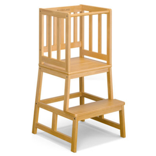Harriet Bee Anti-tip Kids Kitchen Step Stool, Natural-bamboo Toddler Standing Tower With Anti-drop Bar | Wayfair