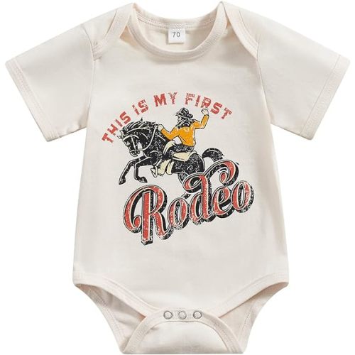 SAYOO Western Baby Girls Boys Bodysuit Clothes Country Cowboy Cowgirl Funny Cute Infant Creeper One-Piece Baby Bodysuit