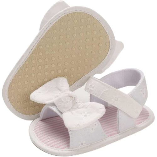 COSANKIM Infant Baby Girls Summer Sandals with Flower Soft Sole Newborn Toddler First Walker Crib Dress Shoes