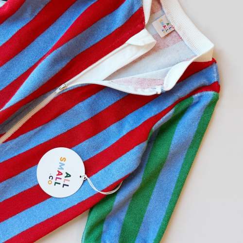 Terry Striped Long Sleeve Zip Onesie - 100% Cotton Baby Onesie – All Small Co.