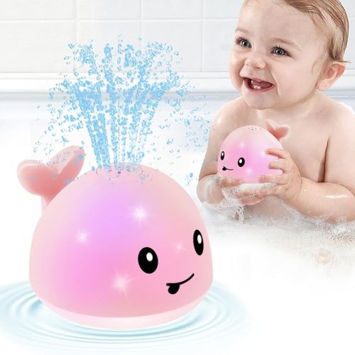 Whale Bath Toy Sprinkler, Light Up Bath Toys for Kids Ages 1-3 Babies 6-12-18 Months, 1 2 3 Year Old Boys Girls Gifts Valentines Toddler Birthday Gifts, Bathtub Fountain Pool Water Table Toys