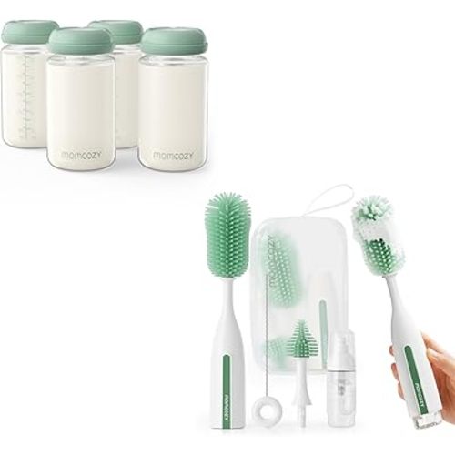 Momcozy Natural Baby Bottle & Momcozy Bottle Brush Kit Pro