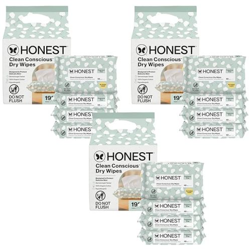 The Honest Company 100% Pure Organic Cotton Dry Wipes, 192 Count