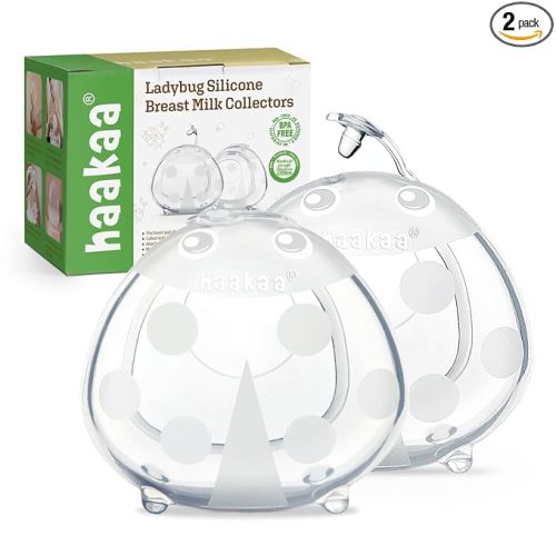 haakaa Ladybug Milk Collectors Breastmilk Catcher Wearable Nursing Cups for Breastfeeding Moms to Collect Leaky Breast Milk, Protect Sore Nipples, Made of Soft Food Grade Silicone(1.4oz/40ml,2PCS)