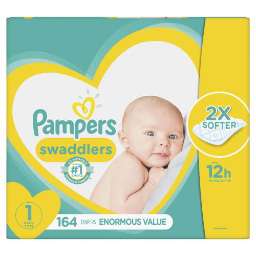 Pampers Swaddlers Newborn Diapers, Soft and Absorbent, Size 1, 164 Ct