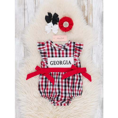 Georgia Smocked Gingham Bubble Romper