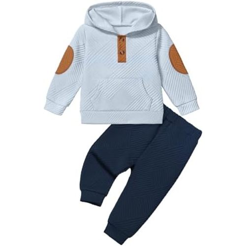 Toddler Baby Boy Clothes Long Sleeve Hoodie Sweatshirt Tops and Pants Sweatsuit Set Fall Winter Outfits 1-5T