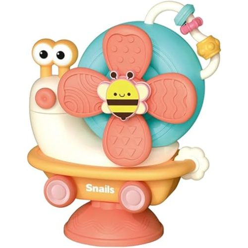 Toyvian 5-in-1 Table Suction Baby Toy with and Rattle for Toddlers - Montessori Activity Toy for High Chairs and Feeding Tables 6.69X4.72X2.56 Inches