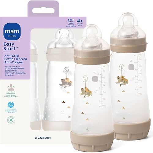 MAM 11oz Easy Start Anti-Colic+ Vented Baby Bottle, 4+ Months, 2 Pk, Unisex
