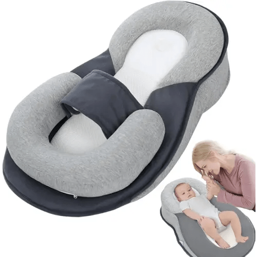 Baby Wedge Pillow for Newborn Support, Baby Feeding Support Pillow for Reducing Spit-Up, Babies Reflux Wedge Breastfeeding Pillow, Anti Reflux Newborn Feeding Pillow (Grey)