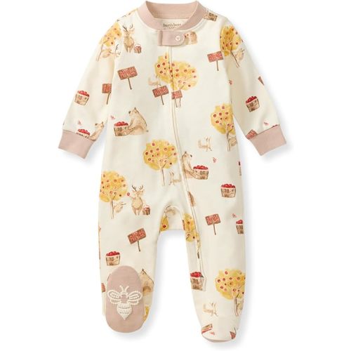 Burt's Bees Baby Gals Sleep and Play PJs, 100% Organic Cotton One-Piece Zip Front Romper Jumpsuit Pajamas