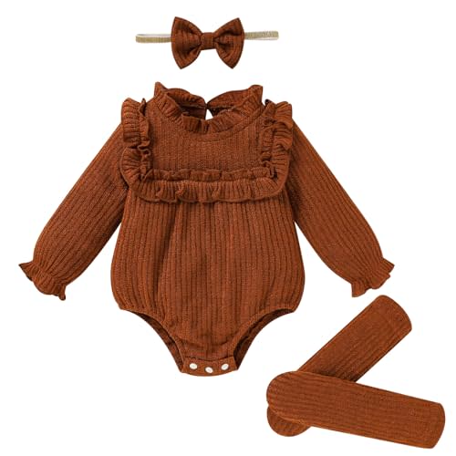 GRNSHTS Newborn Baby Girl Clothes Ruffle Rompers Toddler Fall Outfits for Girls Set Little Girl Fall Winter Clothing