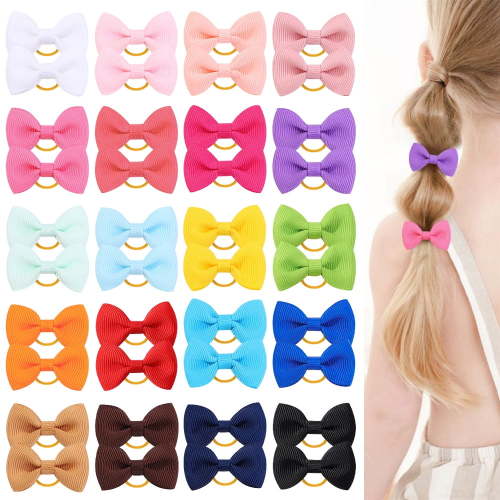 40pcs Baby Girls Hair Bows Ties Mini Boutique Elastic Hair Rubber Ribbon Hair Band Accessories for Kids Toddlers Infants