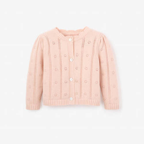 Pale Pink Pointelle Knit Baby Cardigan