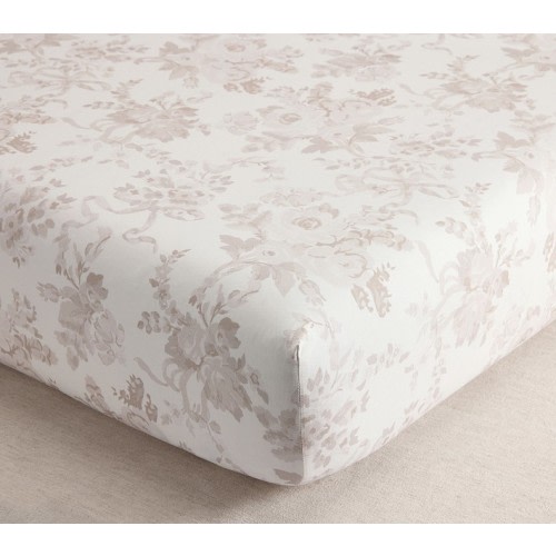 LoveShackFancy Damask Floral Organic Cotton Crib Fitted Sheet
