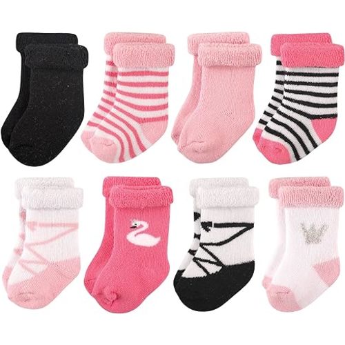 Hudson Baby Baby Girls' Cotton Rich Newborn and Terry Socks