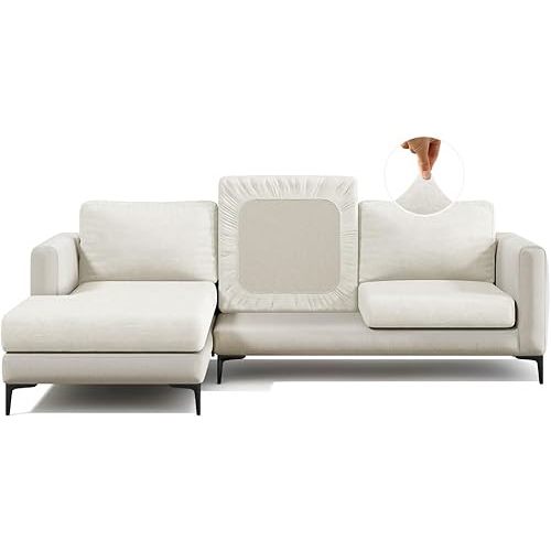 Nolan Interior Miracle Sofa Cover - Plush Chaise Cushion Cover with Ultra-Soft, Stretchy, Thick Chenille Fabric - Pet Proof, Stain Safe, Easy Fit, Easy Wash - Large, Vanilla