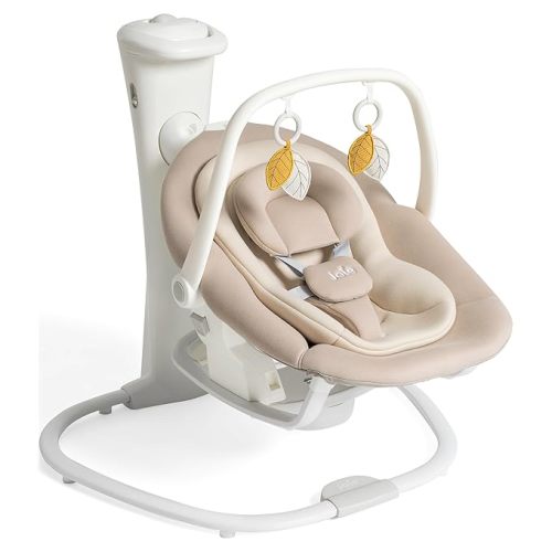 Joie Baby, Ancho Wind-Up Swing (Almond) - Soothing Swing for Babies, No Power Needed, Organic Fabrics, 3 Recline Positions