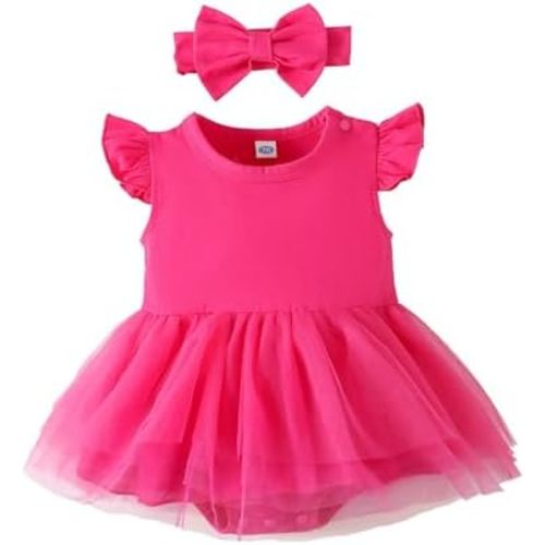 Magic Park 0-18M Infant Bodysuit Tutu Dress Baby Girl Romper Dress Toddler Solid Color Tulle Skirt Baptism Holidays Outfits