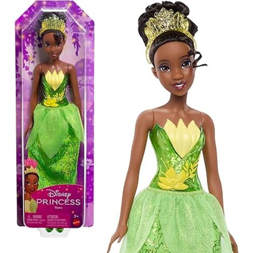 Mattel Disney Princess Tiana Doll in Sparkling Fashion with Removable Skirt, Tiara and Shoes, Posable & Collectible, Inspired by Movie