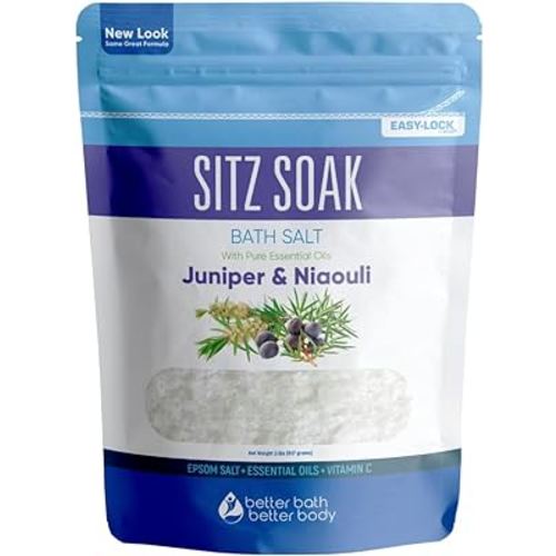 Sitz Bath Soak 2-Lbs Sitz Salt Epsom Salt Hemorrhoid Soothing with Pure Essential Oils in BPA Free Pouch with Press-Lock Seal Made in USA