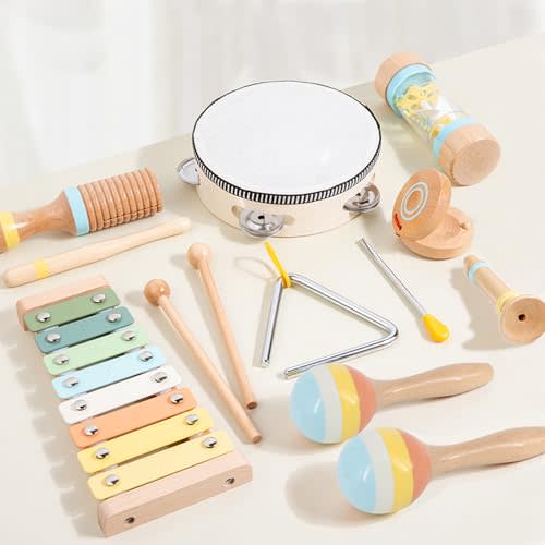 JOOMLAFLY Baby Musical Instruments for Toddlers 1-3, 8PCS Montessori Musical Toy Set with Xylophone, Drum, Maracas...Perfect Toy Gift for 1-3 Year Old Boy Girl