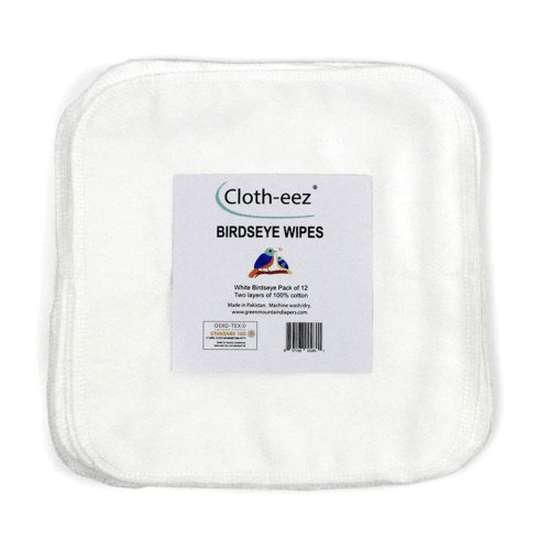 Cloth-eez Birdseye Wipes - Classic White (pkg of 12)