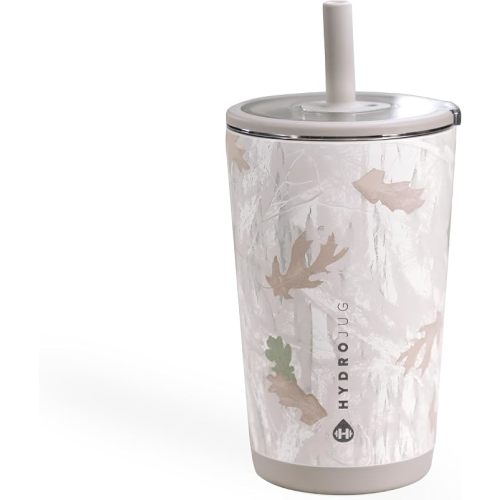 HydroJug Everyday Tumbler 14 oz – Ceramic-Lined Insulated Tumbler with Straw and Soft-Touch Lid, Cup Holder Friendly, Double-Wall Vacuum Insulation, Reusable Travel Cup – Camo