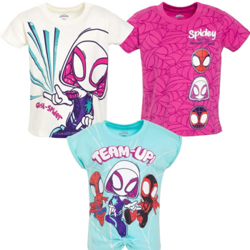 Marvel Spidey and His Amazing Friends Spider-Man Miles Morales Ghost-Spider Girls 3 Pack T-Shirts Toddler to Little Kid