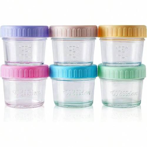Glass Baby Food Storage Jars W/Lids(4 Oz, 6 Pack Set) Snack, Puree, Reusable Small Containers, Breast Milk, Fridge Or Freezer, Microwave Dishwasher Safe, Essential Must Have For Infants | SHEIN USA
