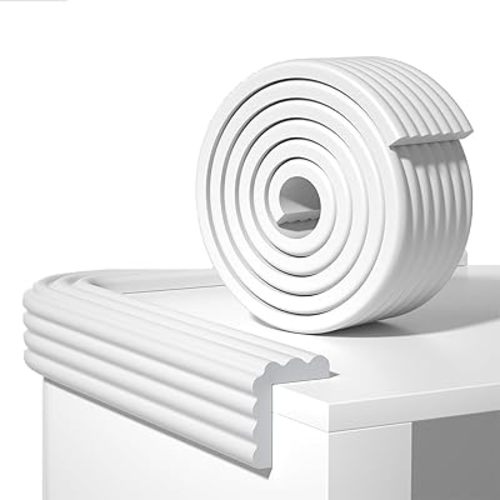 Edge Protector,Baby Proofing Baby Edge Protector Strip Safety,Soft Rubber Foam Padding,Edge Corner Guards Protector Corner Edge Bumpers for Furniture (White, 6.56Ft x 3.15" W x 0.31" Th)