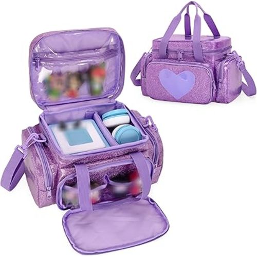 LoDrid Carrying Case Compatible with Tonie Box 2/1, Storage Bag Organizer for Audio Player Set and Accessories with Handle and Shoulder Strap, Purple, Bag Only (Patent Design)